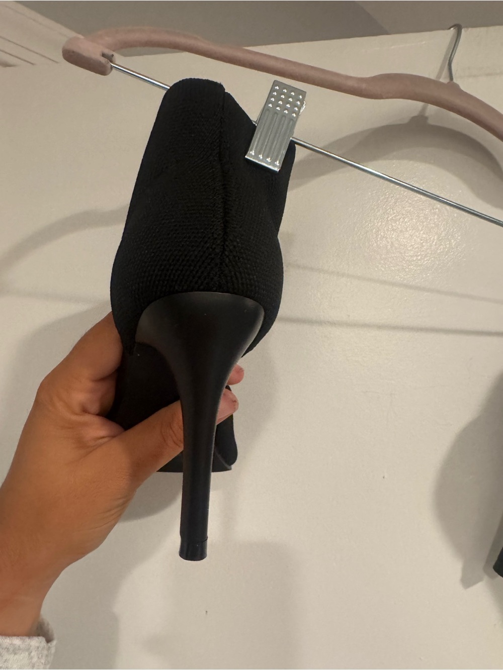 Newbella Black Open Toe Ankle Wrap Stiletto Heels Size 5 Like New — image 7 of 8